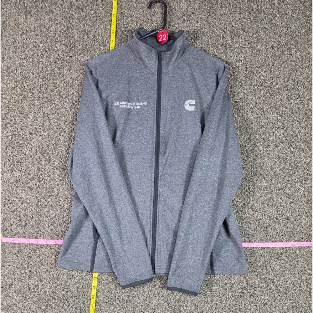 Sport-Tek Full Zip Jacket Womens Large Gray Cummins Logo Thumbhole Mock Neck
